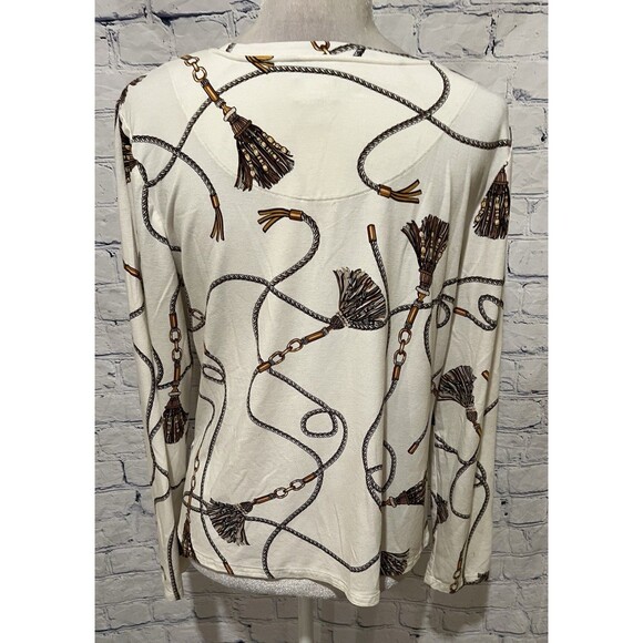 Women’s Chico’s Chicos Top White Chain Tassels Long Sleeve Blouse Large/2/12 - Picture 3 of 6